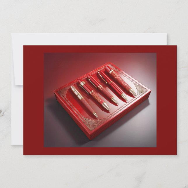 Convites Caixa De Presente E Cinco Canetas De Ponto De Cone (Frente)