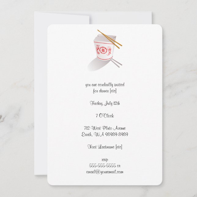 Convites Caixa de Saída do Restaurante Chinês (Frente)