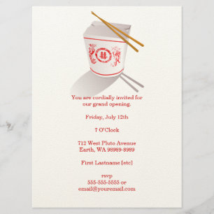 Convites Caixa de Saída do Restaurante Chinês