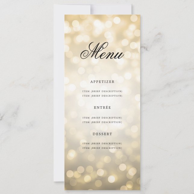 Convites Caixa Dourada do menu de Festa de aniversário 50ª  (Verso)