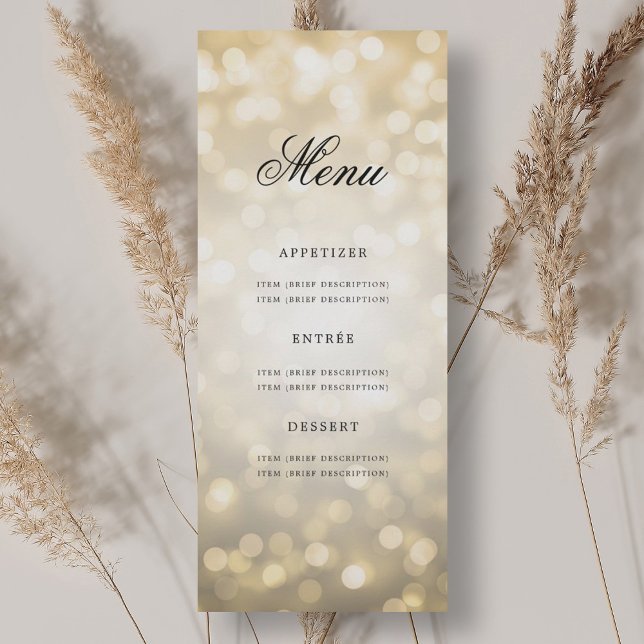 Convites Caixa Dourada do Menu de Festa de aniversário Eleg (Elegant 70th Birthday Party Menu Gold Bokeh Invitation)