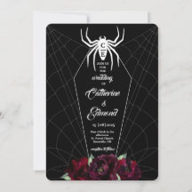 Caixão de Teia de Aranha Preto Branco Hallowedding