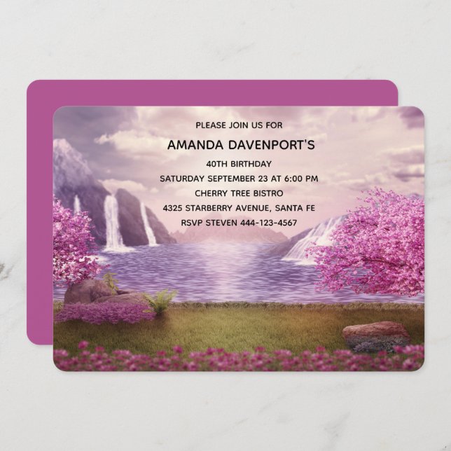 Convites Caixas d'água e Árvores de Cereja ao redor de um L (Frente/Verso)