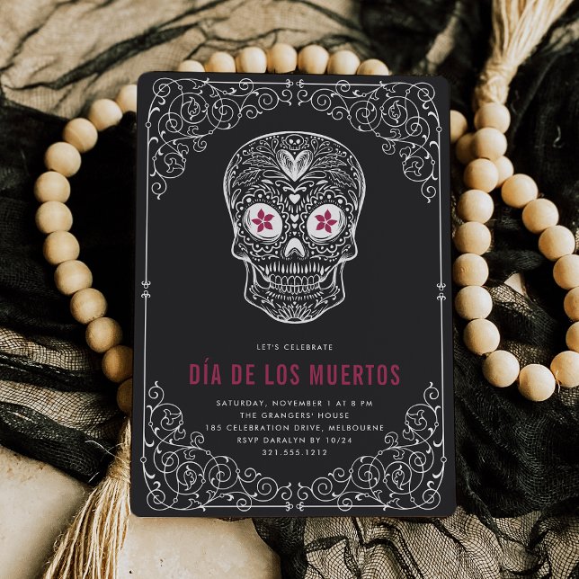Convites Calavera Skull Dia de los Muertos Party (Criador carregado)