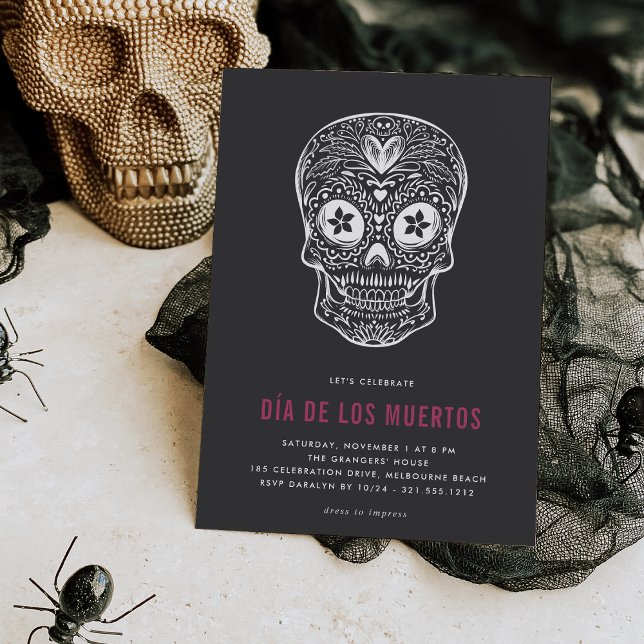 Convites Calavera Skull Dia de los Muertos Party (Criador carregado)