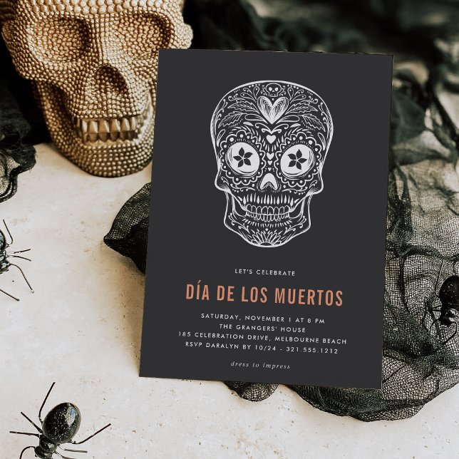 Convites Calavera Skull Dia de los Muertos Party (Criador carregado)