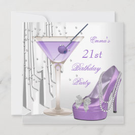 Convites Calçado branco Lilac Martini Pérola do aniversário
