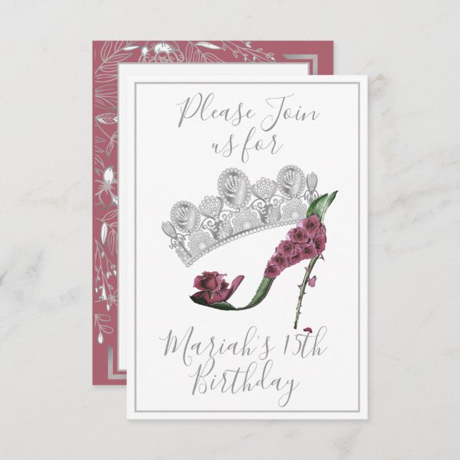 Convites Calçado de Altura Alta da Fada Floral (Frente/Verso)