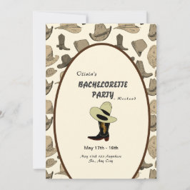 Convites Calçado de chapéu de cowboy Festa de solteira padr