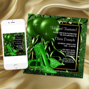 Convites Calçado Emerald Green High Heel Festa de aniversár