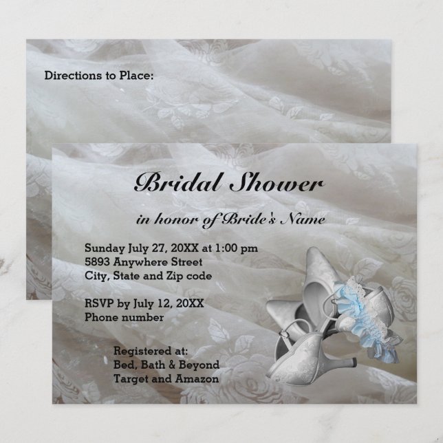 Convites Calçados, cinta de jardim e Chá de panela de renda (Frente/Verso)