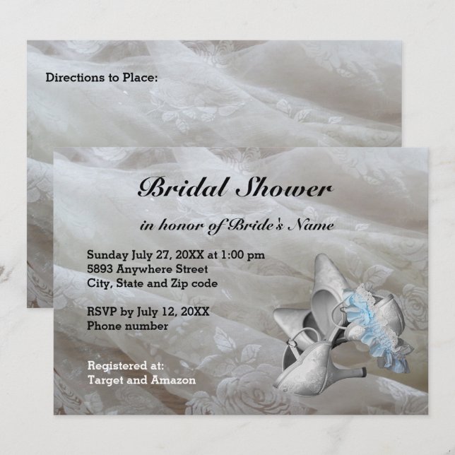 Convites Calçados, cinta de jardim e Chá de panela de renda (Frente/Verso)