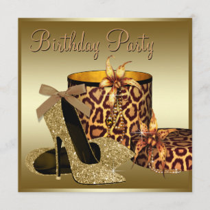 Convites Calçados de alto salto negros Dourados Aniversár