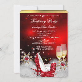 Convites Calçados de alto salto vermelho brilhante Champanh