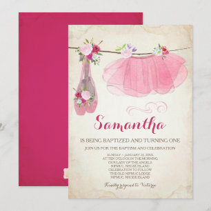 Convites Calçados de balé do baptismo da bailarina e do