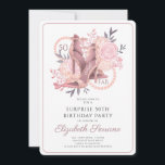 Convites calçados de dança com brilho Dourado com Rosa de 5<br><div class="desc">Um elegante 50 e fab 50 convite de aniversário surpresa em um martelo rosa-ouro brilhante com calçados e rosas de salto alto dançantes, e seu nome em uma tipografia de roteiro e uma corda de pérolas integradas ao design e tipo. Um convite exclusivo para na moda para este aniversário de...</div>