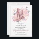 Convites calçados de dança com brilho Dourado com Rosa de 5<br><div class="desc">Um elegante 50 e fab 50 convite de aniversário surpresa em um martelo rosa-ouro brilhante com calçados e rosas de salto alto dançantes, e seu nome em uma tipografia de roteiro e uma corda de pérolas integradas ao design e tipo. Um convite exclusivo para na moda para este aniversário de...</div>