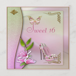 Convites Calçados glamoroso magnólia & doce 16 da borboleta