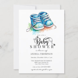 Convites Calçados para bebês | Chá de fraldas Blue Boy