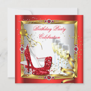 Convites Calçados Red High Heel Champagne Dourado Branco