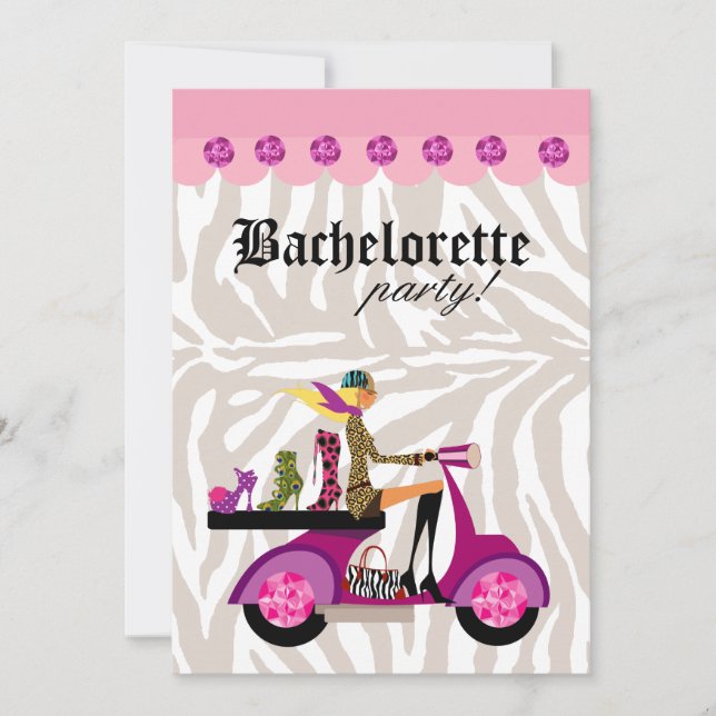 Convites Calçados Zebra Patinete Loura do Fashion Party (Frente)