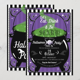 Convites Caldeirão Borbulhante Festa de Halloween da Bruxa 