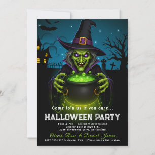 Convites Caldeirão de bruxa no Halloween do cemitério assom