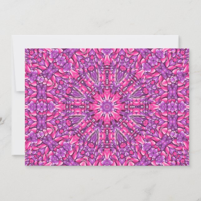 Convites Caleidoscópio Fractal, Rosa e Roxo (Frente)