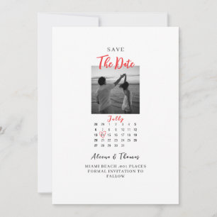 Convites Calendário chic em preto e branco para salvar a da