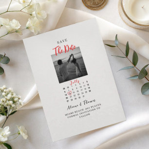 Convites Calendário chic em preto e branco para salvar a da