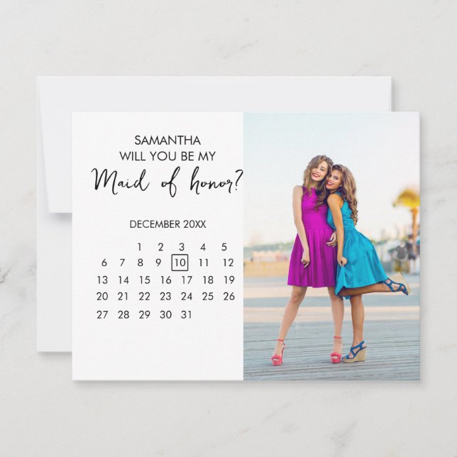 Convites Calendário Chic Personalizado Proposta de Dama de  (Frente)