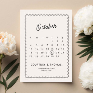 Convites Calendário com bordas rendilhadas minimalistas Sal