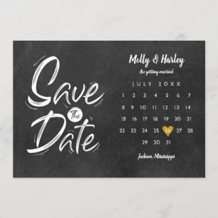 Convites Calendário Coração Dourado Quadro Negro Salve a Da