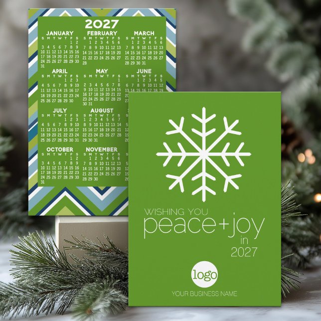Convites Calendário de 2023 Desejando a alegria da paz Nata (Business Holiday Card with 2027 Calendar - Can Include Corporate Logo)