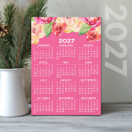 Convites Calendário de 2027 com Flores de Aquarela Pintadas