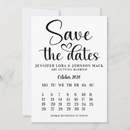 Convites calendário de black and white wedding save the dat