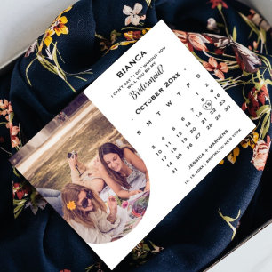 Convites Calendário de caligrafia elegante proposta de madr