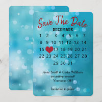 Calendário de Casamento Salve a Data em Aqua Bokeh