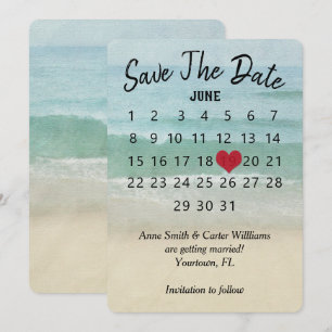 Convites Calendário de Casamento Salve a Data Praia do Ocea