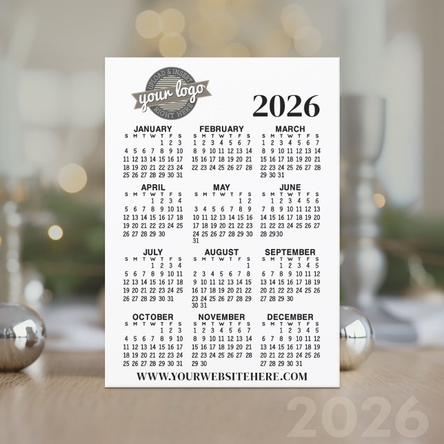 Convites Calendário de exibição do ano de cheio com o logot (2026 Calendar Card)
