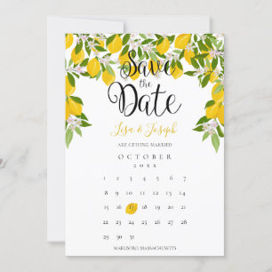 Convites Calendário de Lembrete de Data de Flor de Limão e