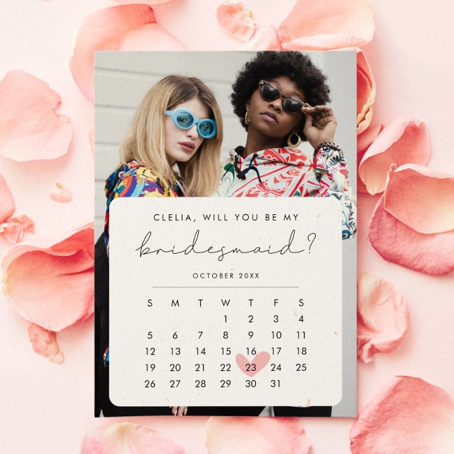Convites Calendário de Proposta de Bridesmaid da Foto Moder (Criador carregado)