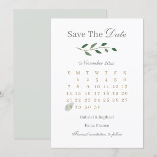 Convites Calendário de Verdes da Eucalipto Save The Date Ca