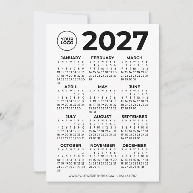 Convites Calendário de Visão do Ano Completo de 2027 Logoti (Frente)