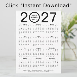 Convites Calendário Digital Personalizado 2027 com Logotipo