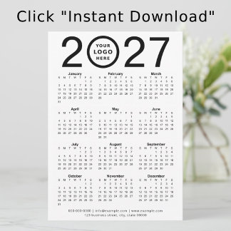 Convites Calendário Digital Personalizado 2027 com Logotipo