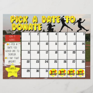 Convites Calendário do Fundraiser de Softball "Escolher Uma