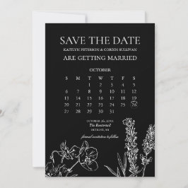 Convites Calendário Elegante Gótico de Flor Selvagem Salvar