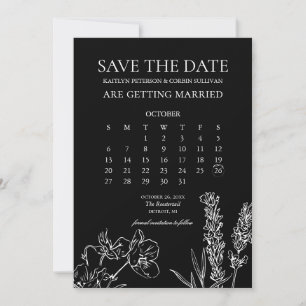 Convites Calendário Elegante Gótico de Flor Selvagem Salvar