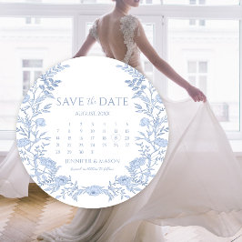 Convites Calendário Floral Azul Claro Salvar O Círculo De D